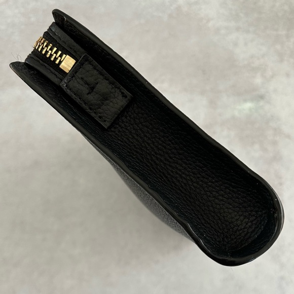 TORY BURCH Carson Pebbled Leather Zip Top Convertible Crossbody Clutch Bag Black - Picture 7 of 12